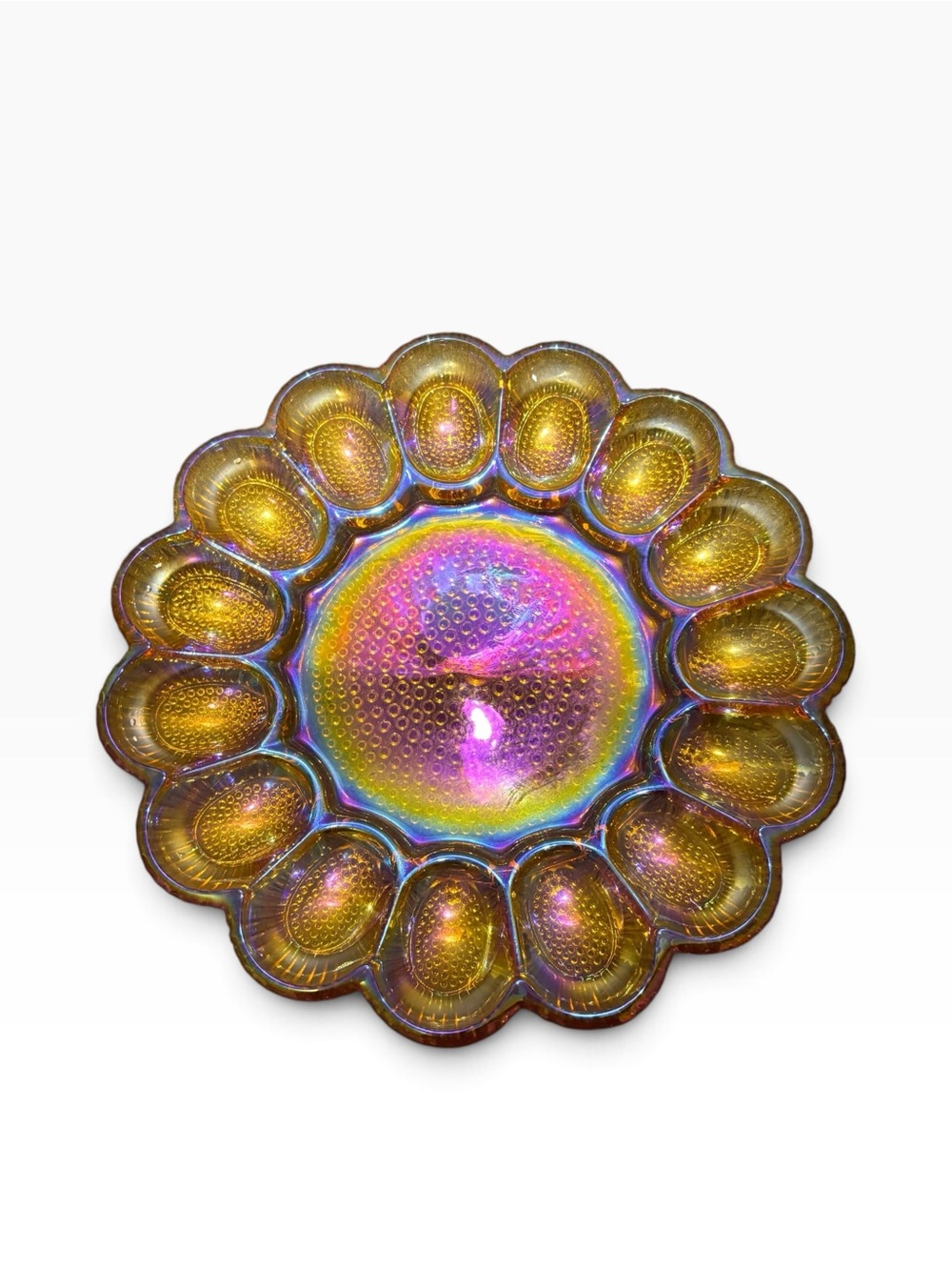 Iridescent Gold Deviled Egg Platter - Decorative Party Serving Tray